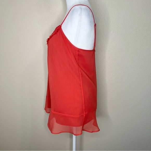 Banana Republic Pink Red Coral Sleeveless Macrame Embellished Cami Tank Top Sz S - Picture 5 of 11